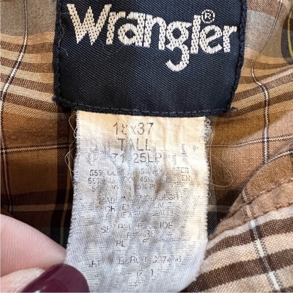 Men’s Lot Wrangler XL Tall Western Plaid Long Sleeve Shirt Pearl Snap Button - Picture 9 of 9